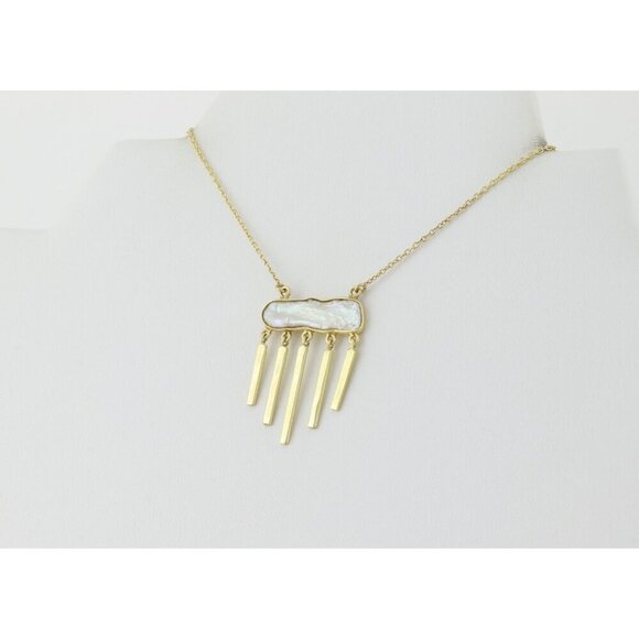Unbranded Jewelry - Gold Over Sterling Silver Natural Keshi Pearl Dangle Necklace 16" to 18"